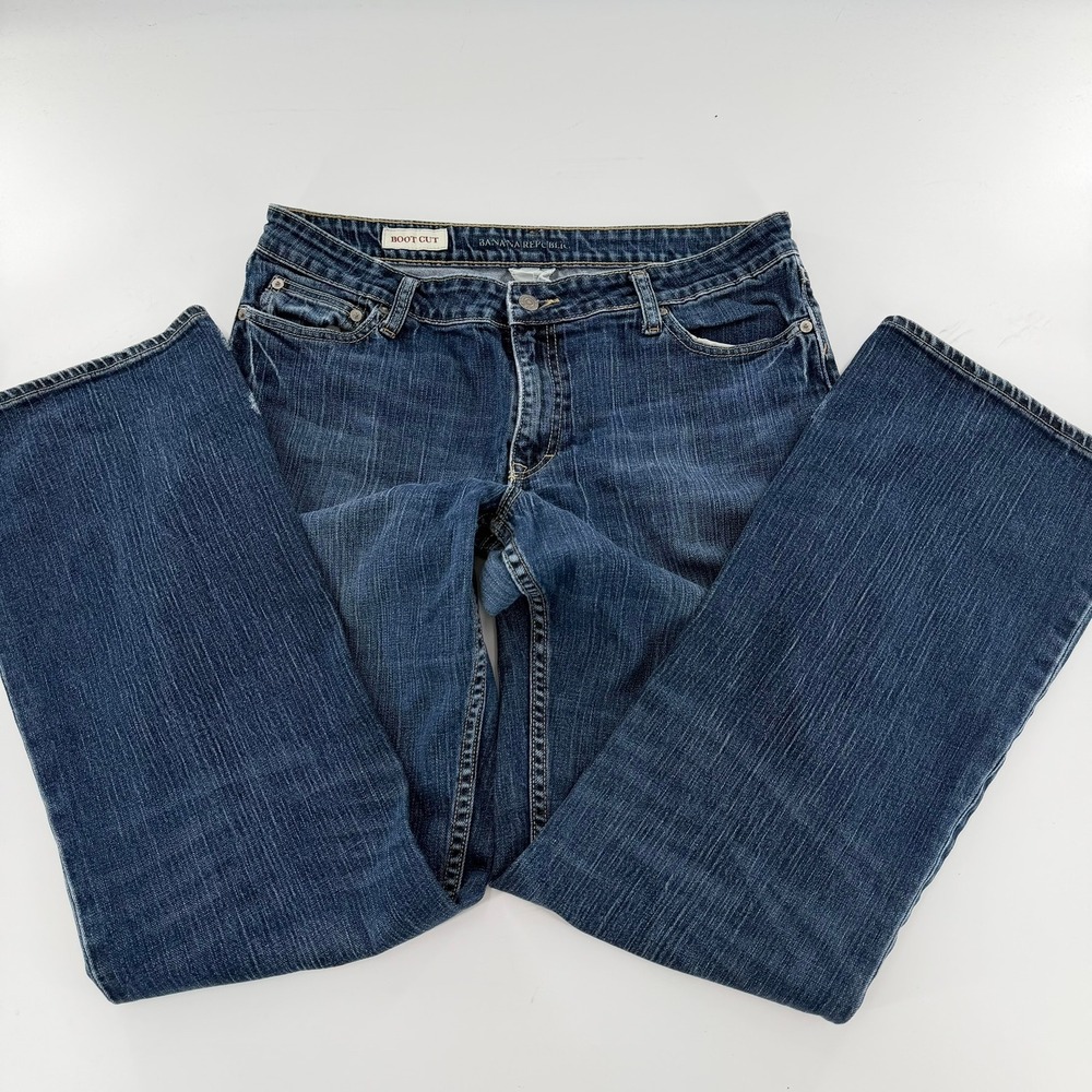 Banana Republic Bootcut Jeans Vintage Women 14L Blue Dark Wash Denim Boot Leg - Picture 2 of 11